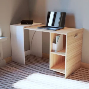 Escritorio Plegable Fiplasto Blanco y Coco – Ideal para Espacios Reducidos