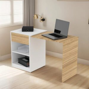 Escritorio Plegable Mesa Para Pc Notebook Fiplasto Es1007 Color Coco Y Blanco
